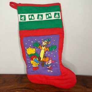 Vintage 90s / Y2K Disney Winnie the Pooh Christmas Stocking Tigger Piglet